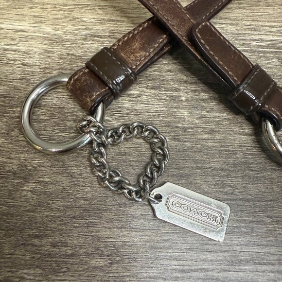 Coach Brown Leather Replacement Strap with Silver Fob Keychain - Picture 3 of 5